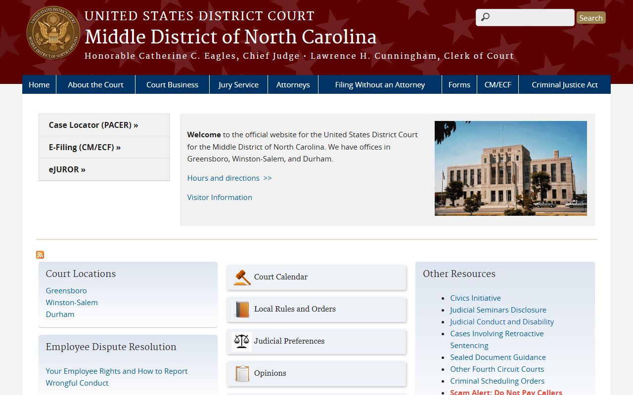 Montgomery County Clerk of Superior Court records federal district court distinction