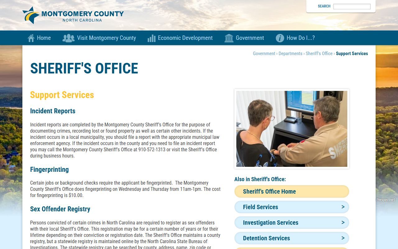 Montgomery County criminal court records sheriff support services source