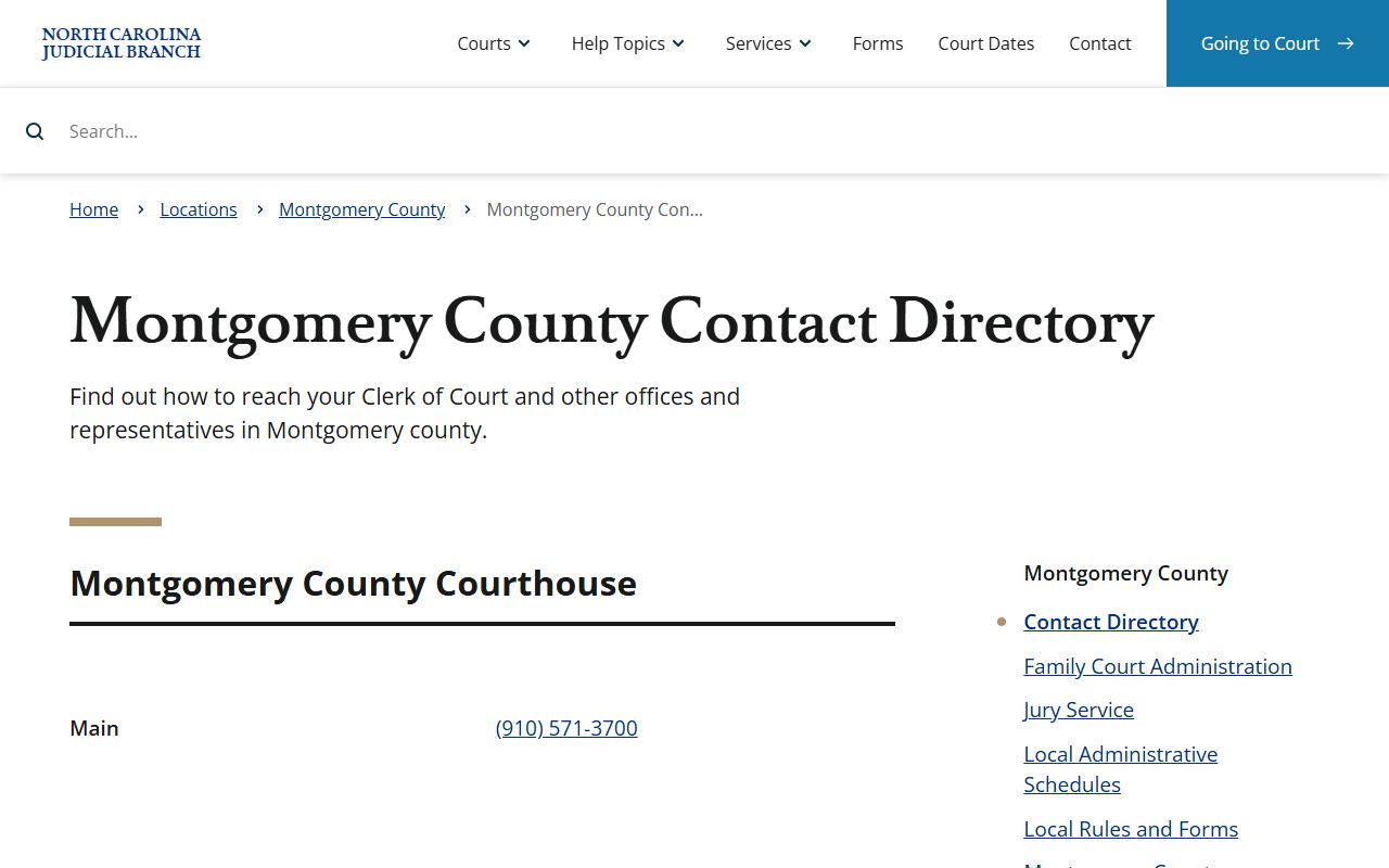 Montgomery County court records contact directory