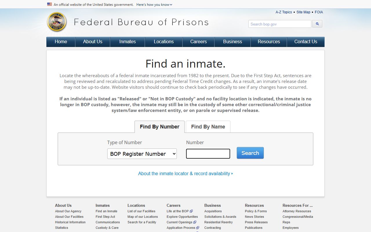 Montgomery County inmate search federal BOP inmate locator