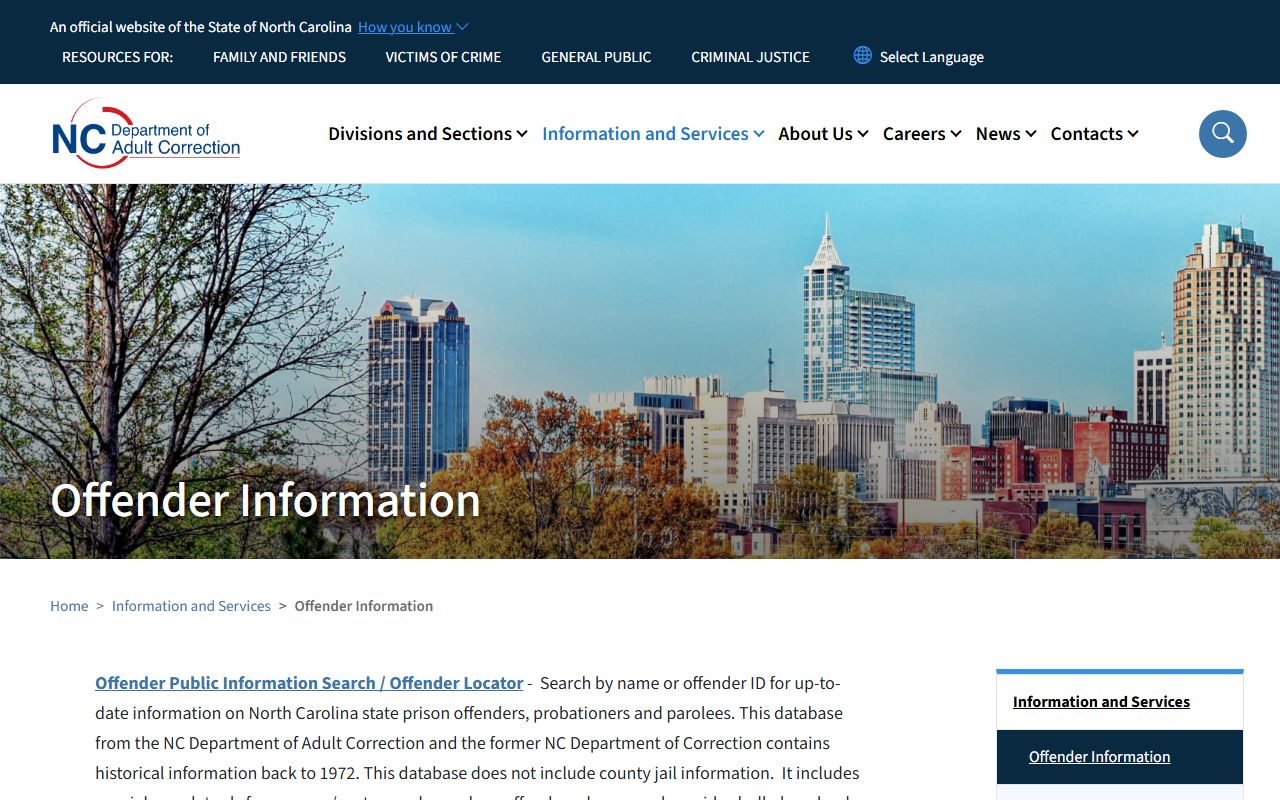 Montgomery County inmate search NCDAC offender searches