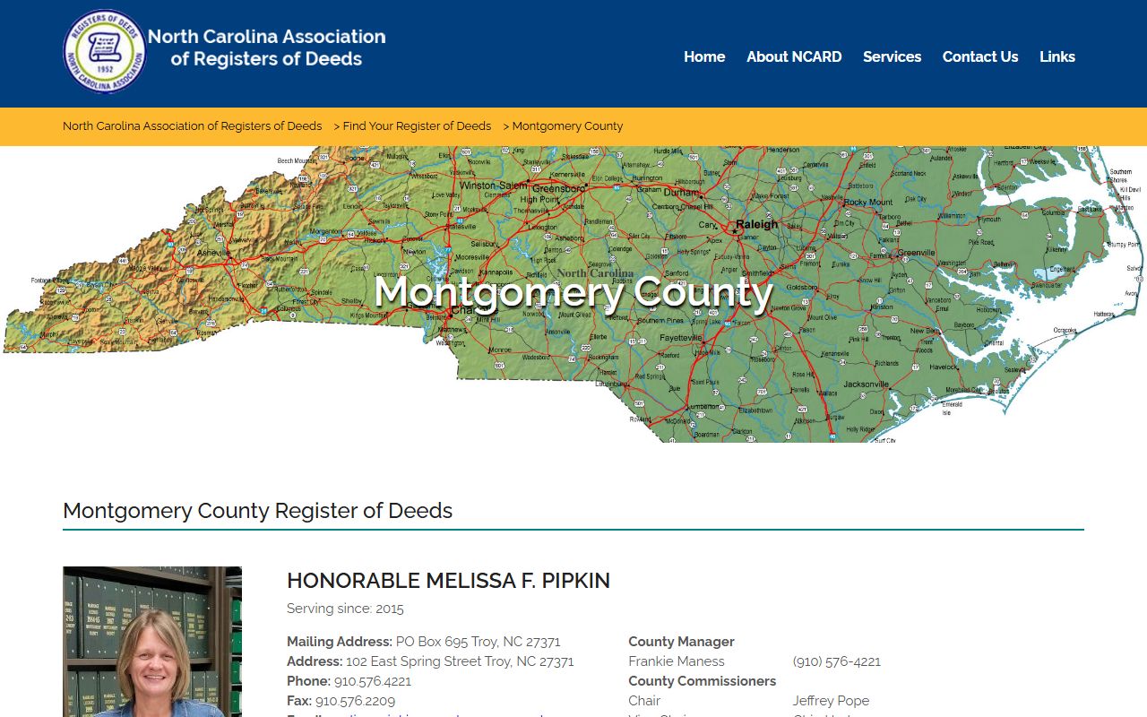 Montgomery County marriage records NCARD Register of Deeds profile