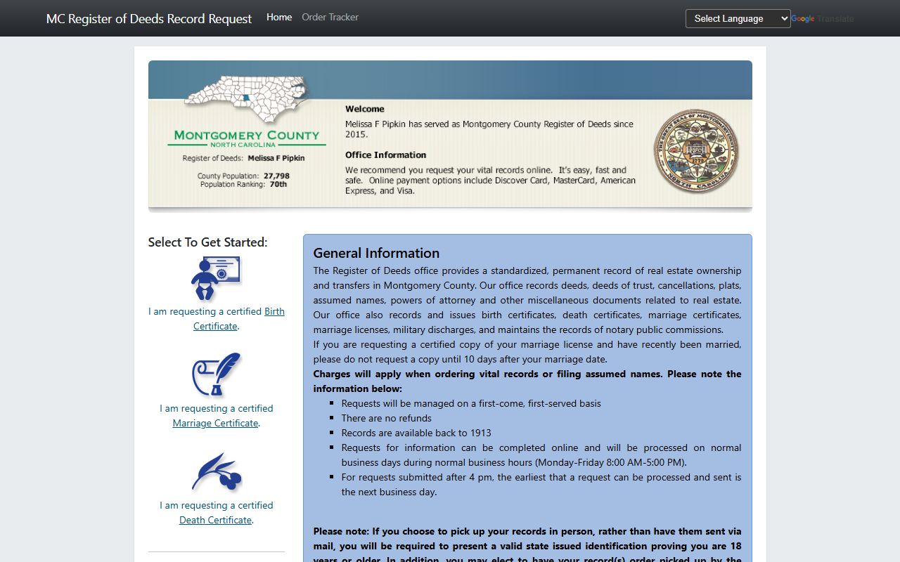 Montgomery County marriage records Permitium vital records portal
