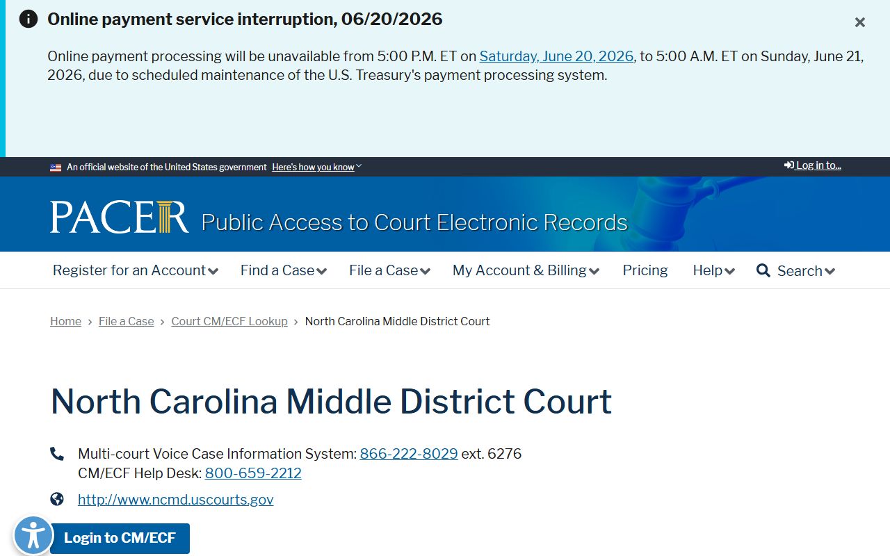 Montgomery County traffic court records federal PACER lookup distinction